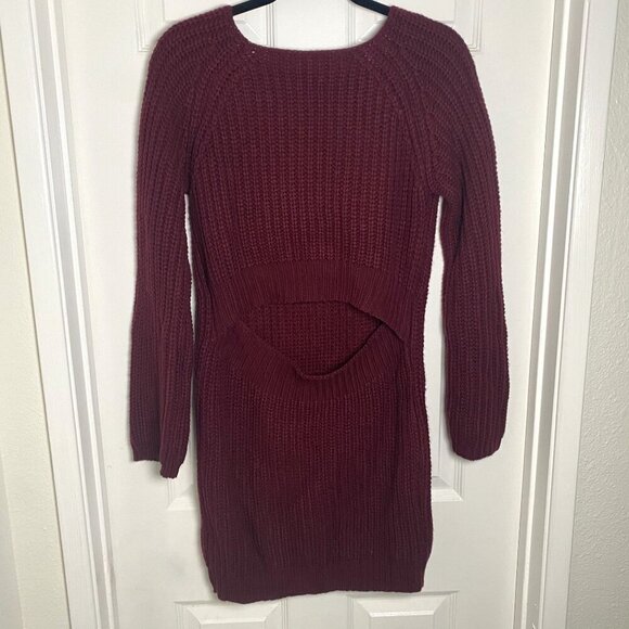 Urban Outfitters Silence & Noise Burgundy Knit Sweater Dress Back Opening Size M - Picture 7 of 11